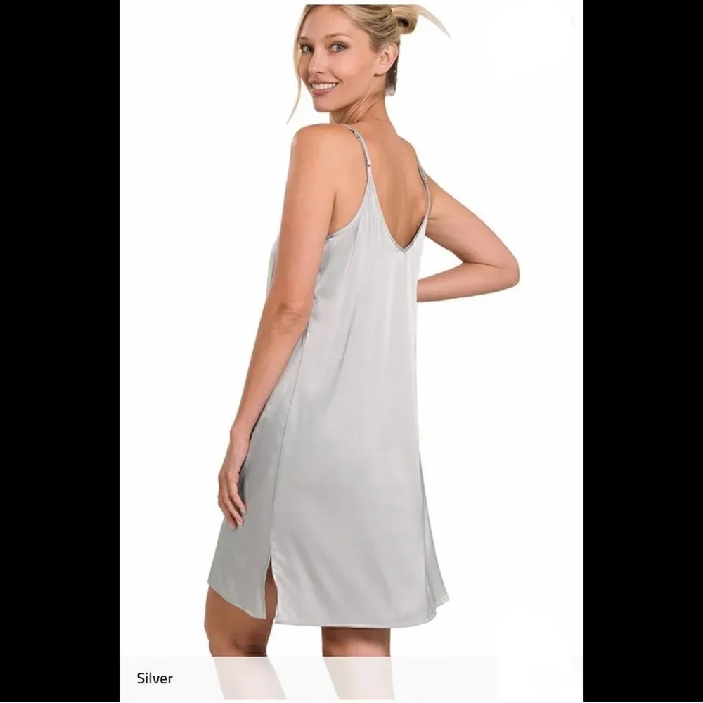 103. Black Satin Charmeuse Slip Dress NWT Boutique